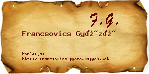 Francsovics Győző névjegykártya